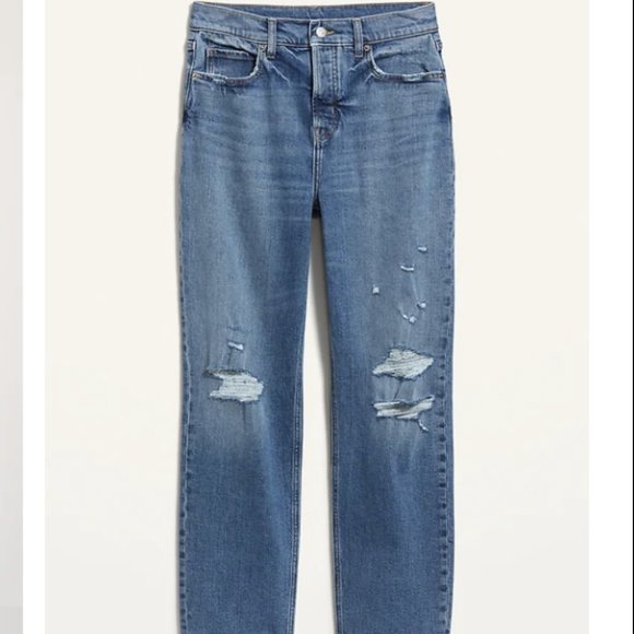 NWT Old Navy Extra High-Waisted Button-Fly Sky-Hi Straight Ripped Jeans size 6 - Picture 3 of 3